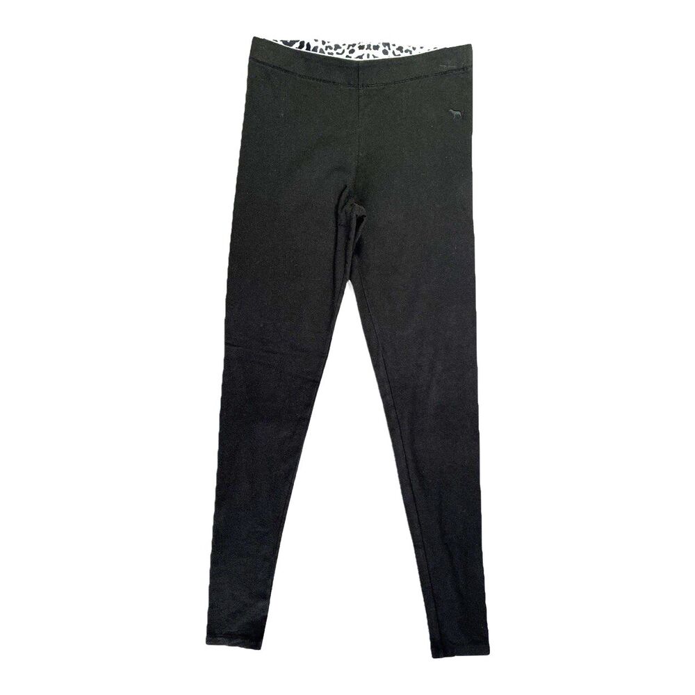 Y2K PINK Yoga Black Leopard Leggings Victorias Secret XS 27” L Mid Rise Athletic